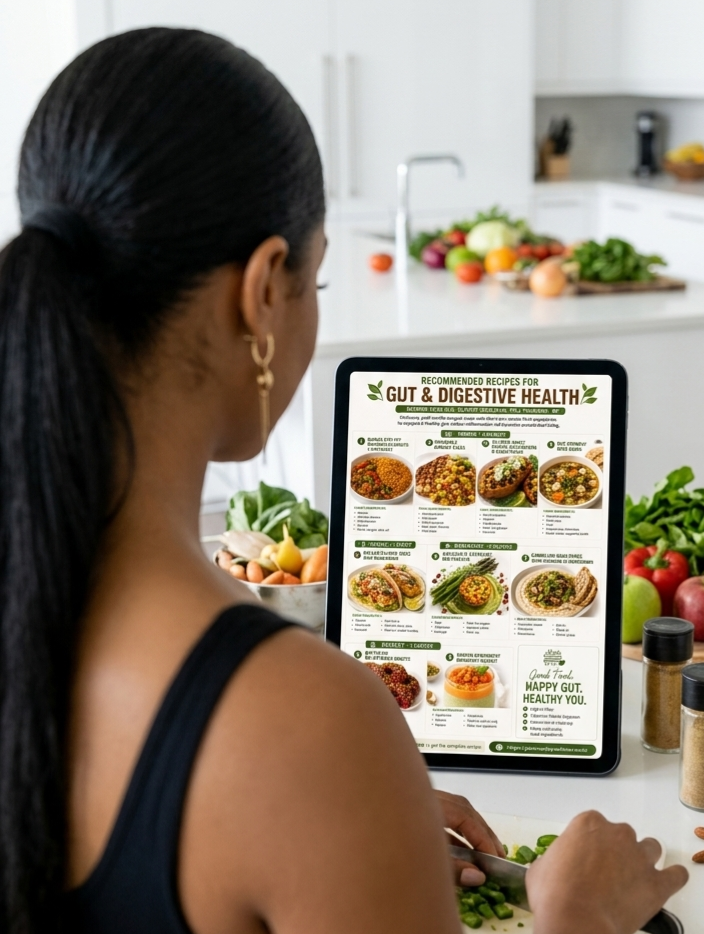 Gut Health & Digestive Health Bundle, Grocery List, Food Guide and Recipe Ideas