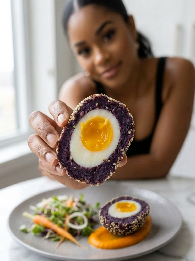 Purple Potato Egg Bun Healthy Breakfast, Snack & Lunch Recipe Card