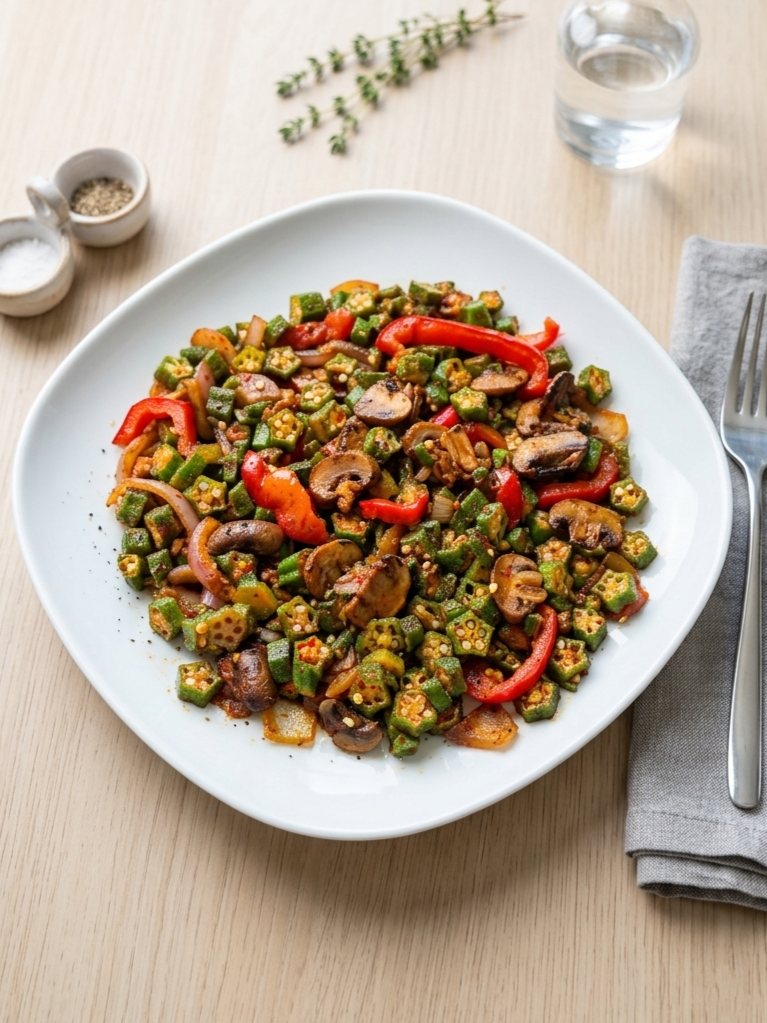 Mushroom & Okra Stir-Fry Keto-Friendly Low-Carb Dinner Recipe