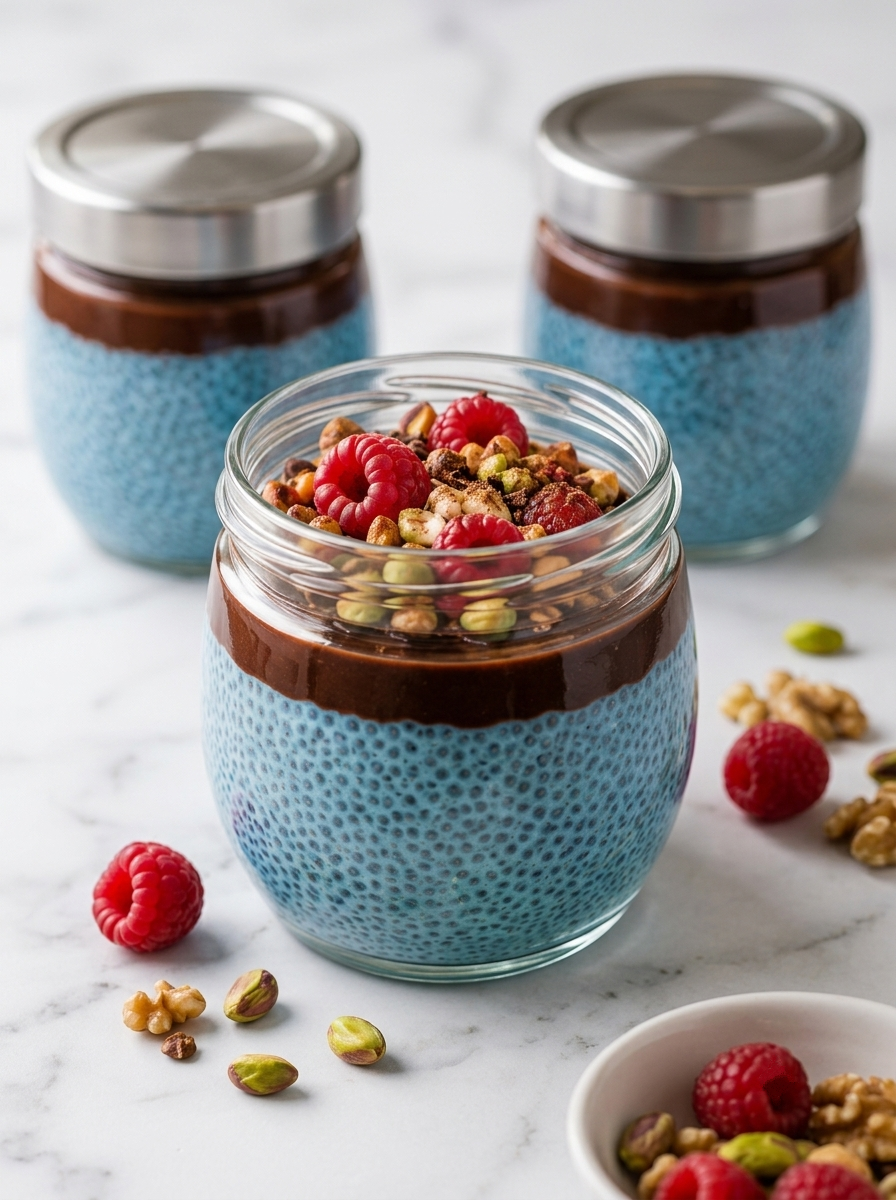 Blue Spirulina Breakfast Tiramisu Chia Pudding