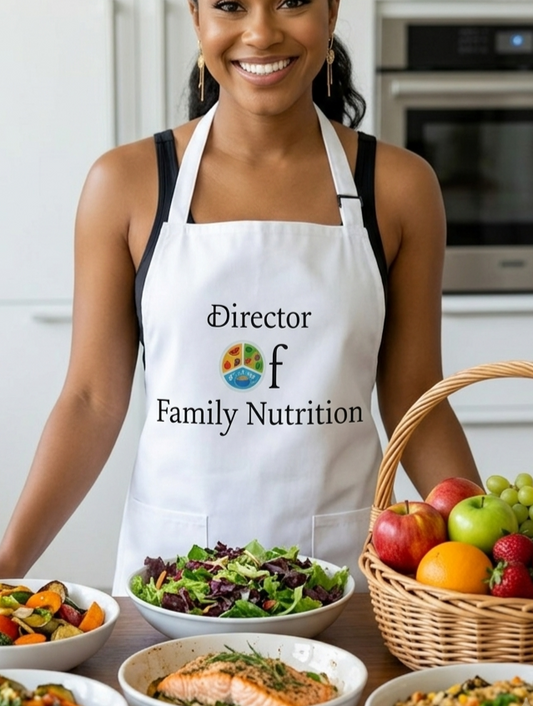 Director of Family Nutrition Apron – Kitchen Chef Gift for Nutritionists & Moms Printify