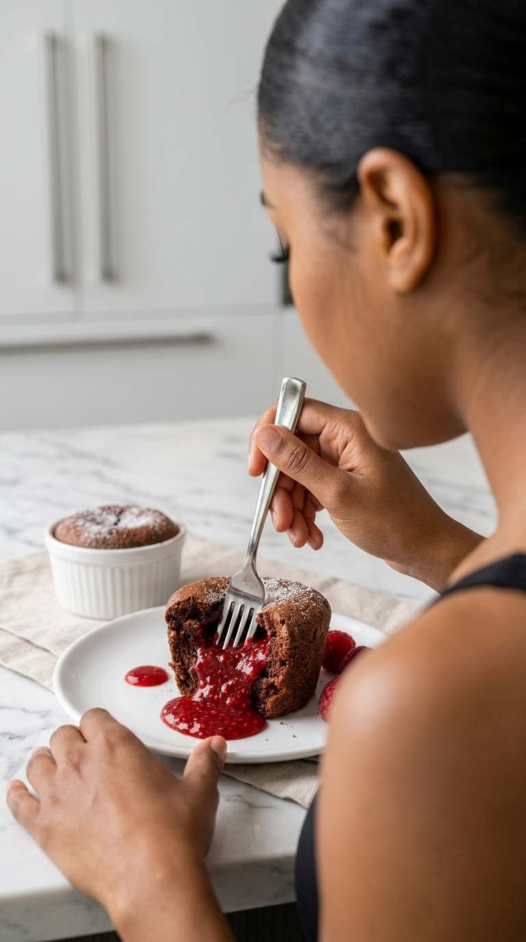 Dark Chocolate Raspberry Lava Cake Recipe, Gluten & Sugar-Free Dessert