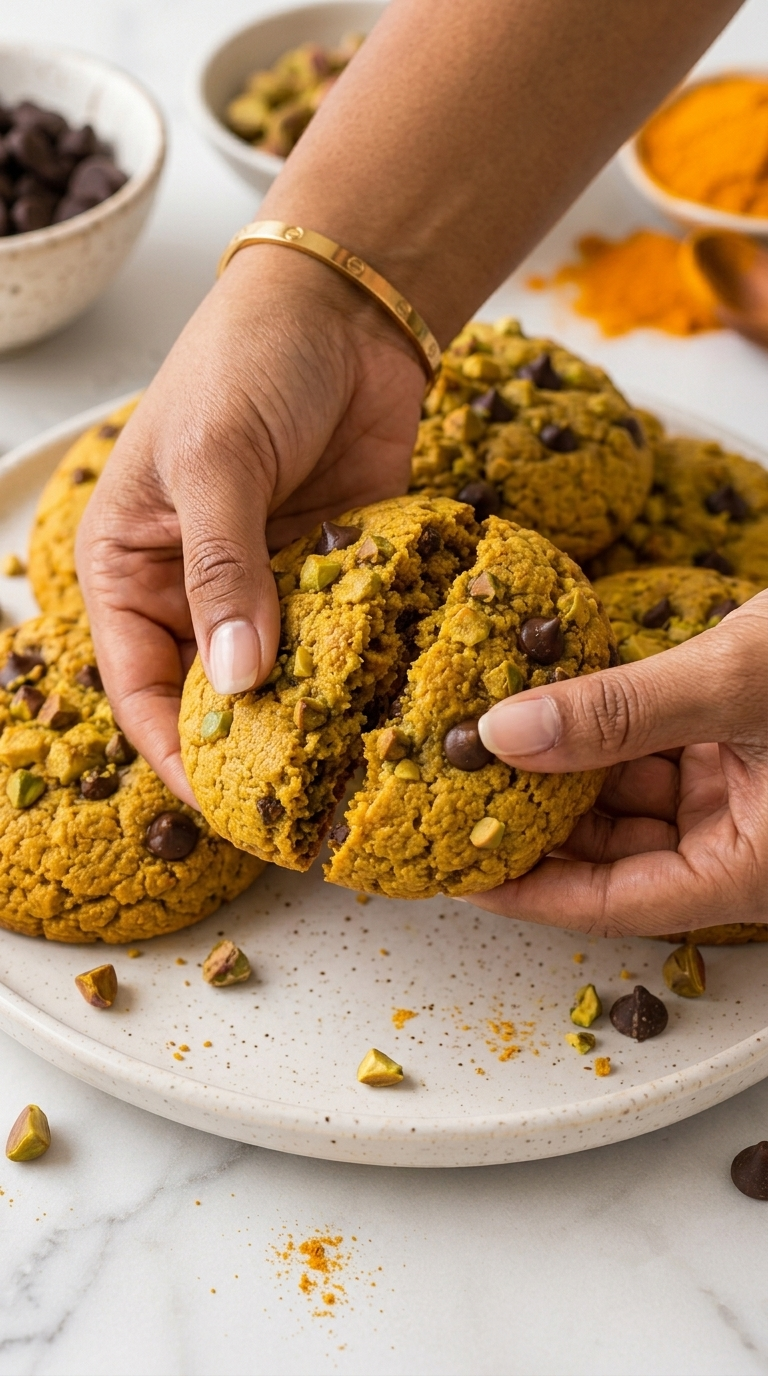 Healthy Golden Turmeric Chocolate Anti-Inflammatory Cookies Recipe Card