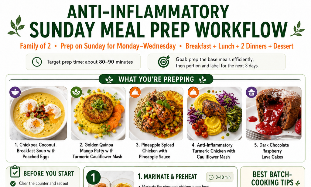 7 Day Anti Inflammatory Meal Plan for Two, 20+ Recipes, Grocery List, Meal Prep Guide, Calories & Anti Inflammatory Diet Bundle Everyday Wellness