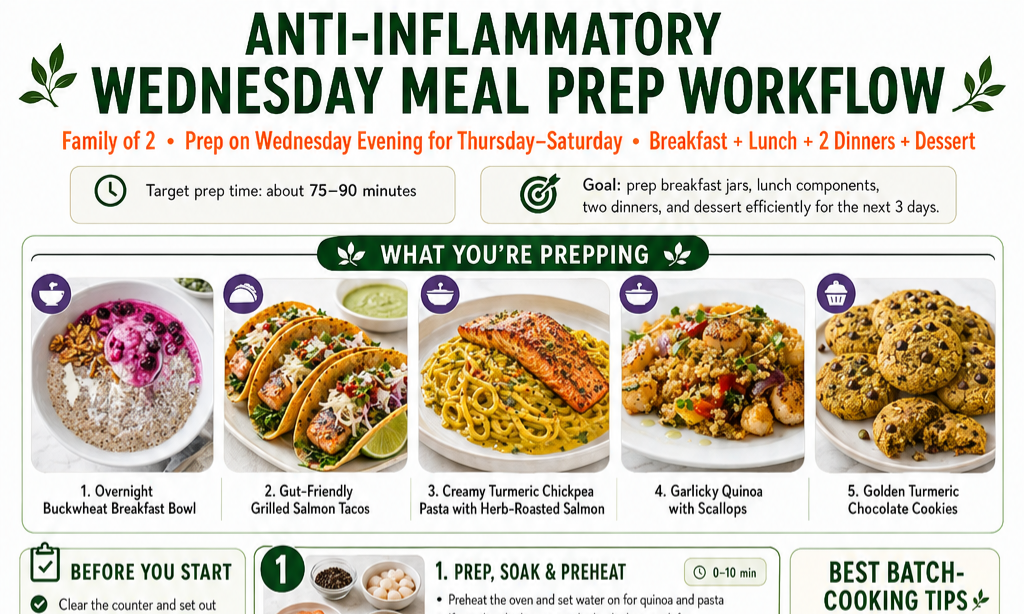 7 Day Anti Inflammatory Meal Plan for Two, 20+ Recipes, Grocery List, Meal Prep Guide, Calories & Anti Inflammatory Diet Bundle Everyday Wellness