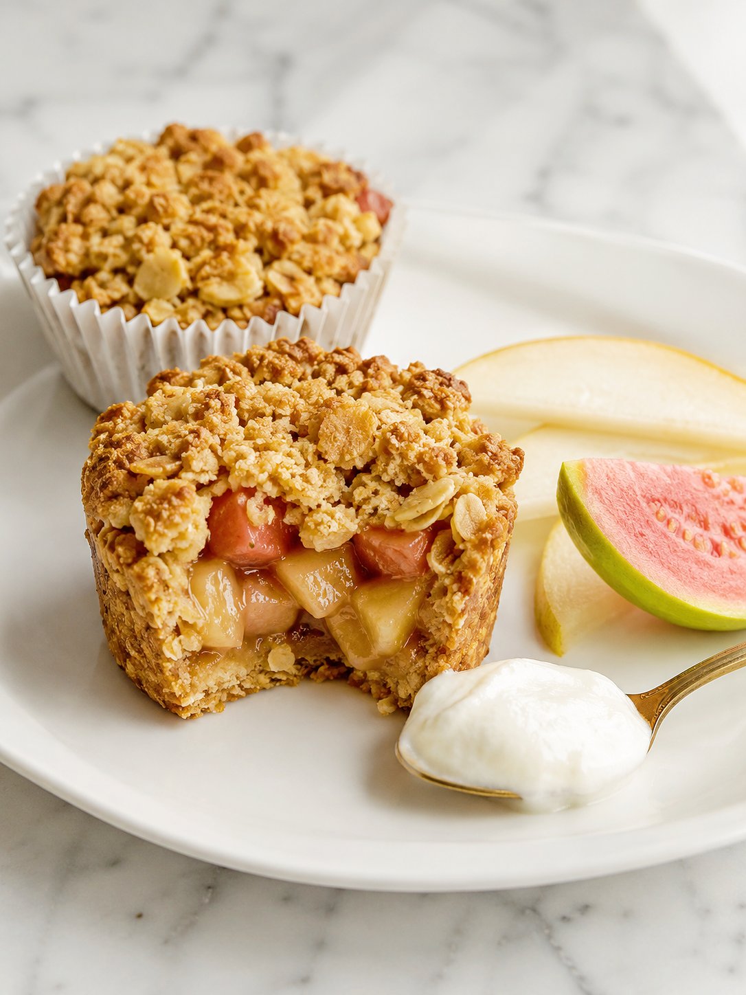 Apple, Pear & Guava Crumble Cups Recipe Card | Healthy Sugar-Free Dessert Everyday Wellness