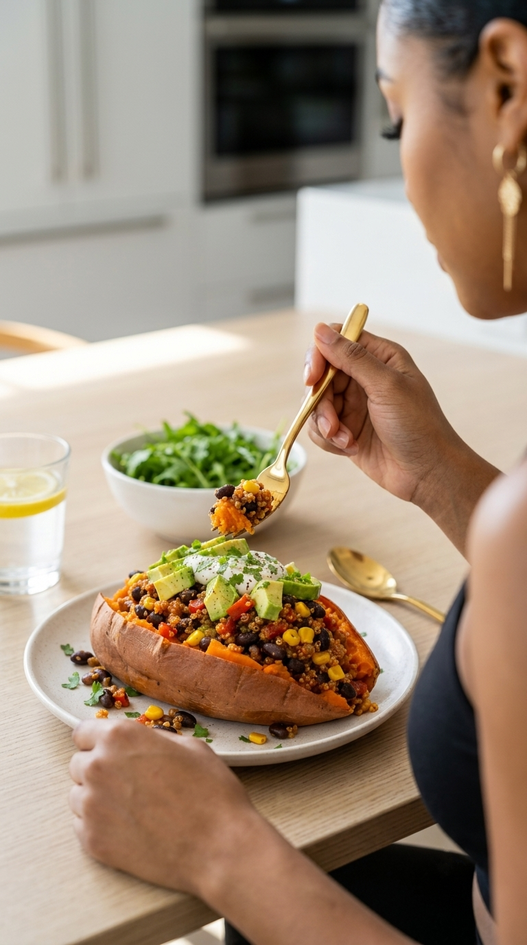 Stuffed Sweet Potato Deluxe (High Protein, Anti-Inflammatory, Gluten-Free & Plant-Based Dinner Recipe)
