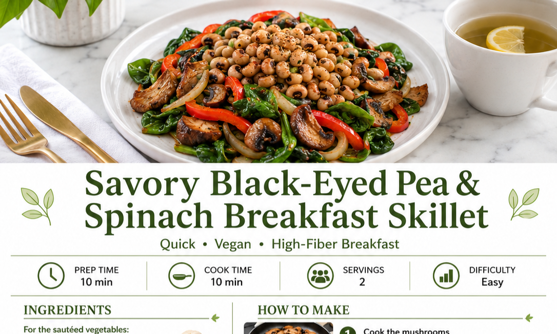 Savory Black-Eyed Pea & Spinach Breakfast Skillet Recipe Card Everyday Wellness