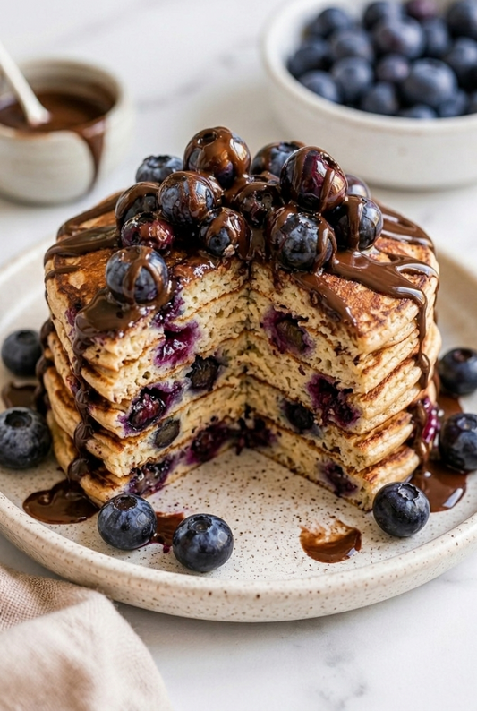 Cinnamon Blueberry Protein Vegan Pancakes