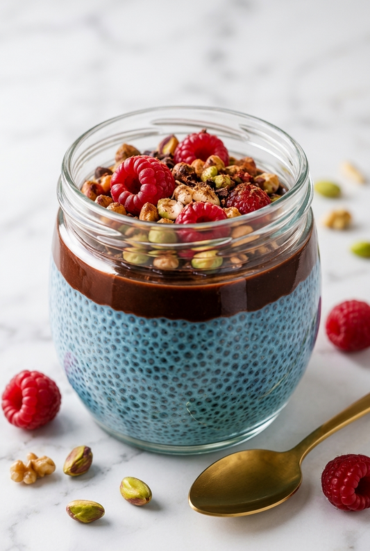 Blue Spirulina Breakfast Tiramisu Chia Pudding