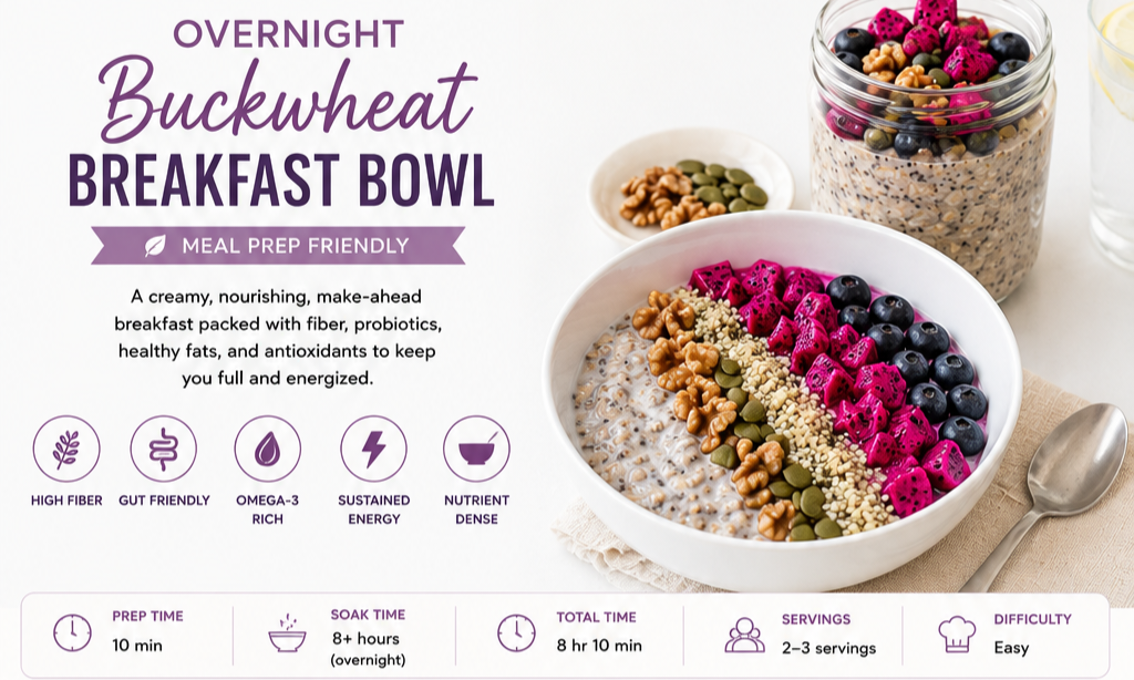 Overnight Buckwheat Breakfast Bowl Healthy Meal Prep Recipe