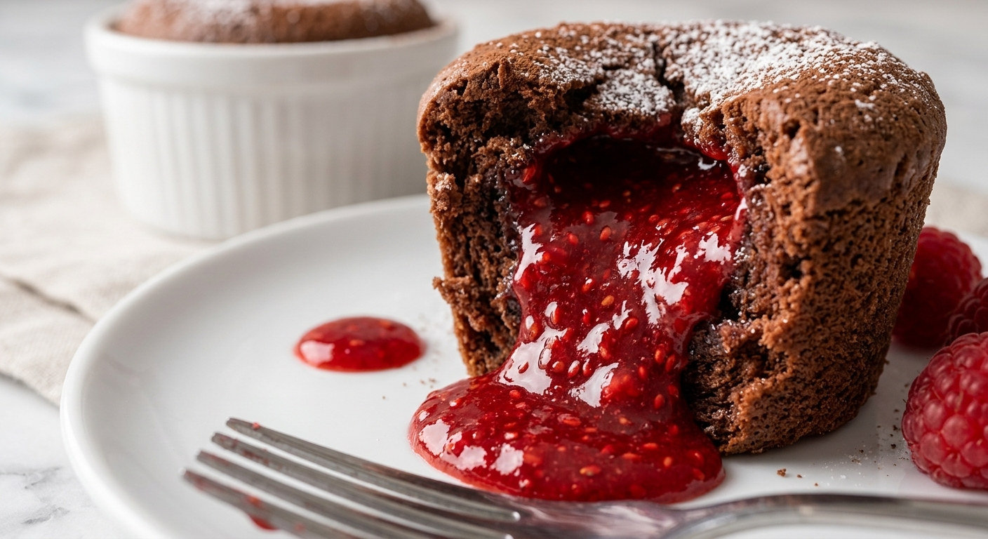 Dark Chocolate Raspberry Lava Cake Recipe, Gluten & Sugar-Free Dessert