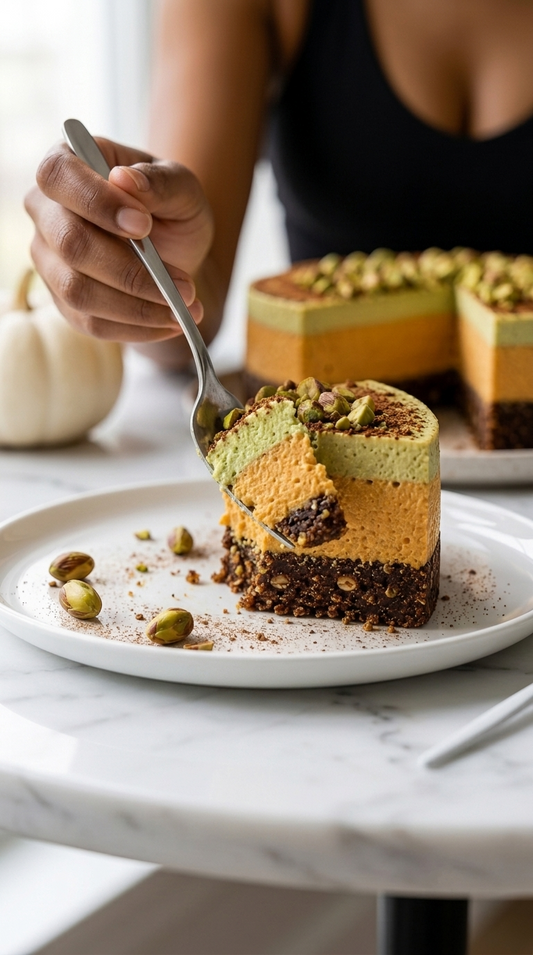 Vegan Pumpkin Spice Pistachio Tiramisu Recipe Card
