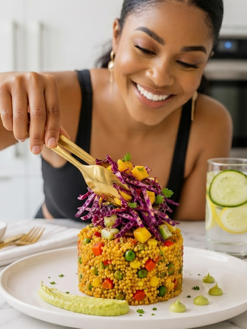 Golden Curry Vegetable Quinoa Bowl Recipe Card