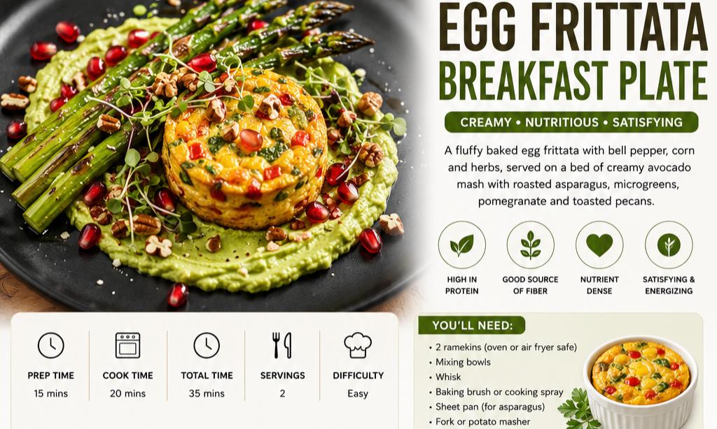 Avocado & Asparagus Egg Frittata Breakfast Recipe
