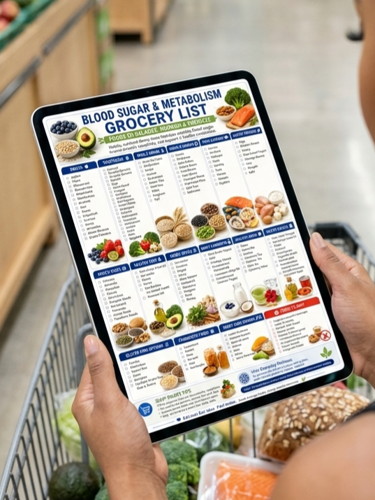 Blood Sugar & Metabolism Bundle | Diabetic-Friendly Grocery List, Low Glycemic Recipes Everyday Wellness