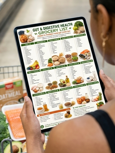 Gut Health & Digestive Health Bundle, Grocery List, Food Guide and Recipe Ideas