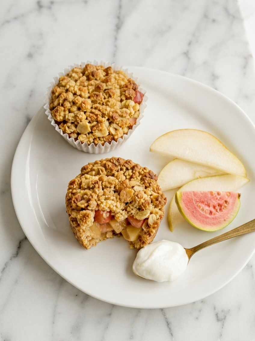 Apple, Pear & Guava Crumble Cups Recipe Card | Healthy Sugar-Free Dessert Everyday Wellness