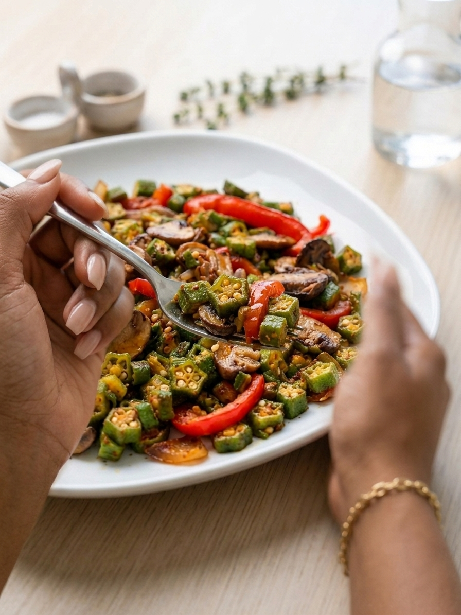 Mushroom & Okra Stir-Fry Keto-Friendly Low-Carb Dinner Recipe
