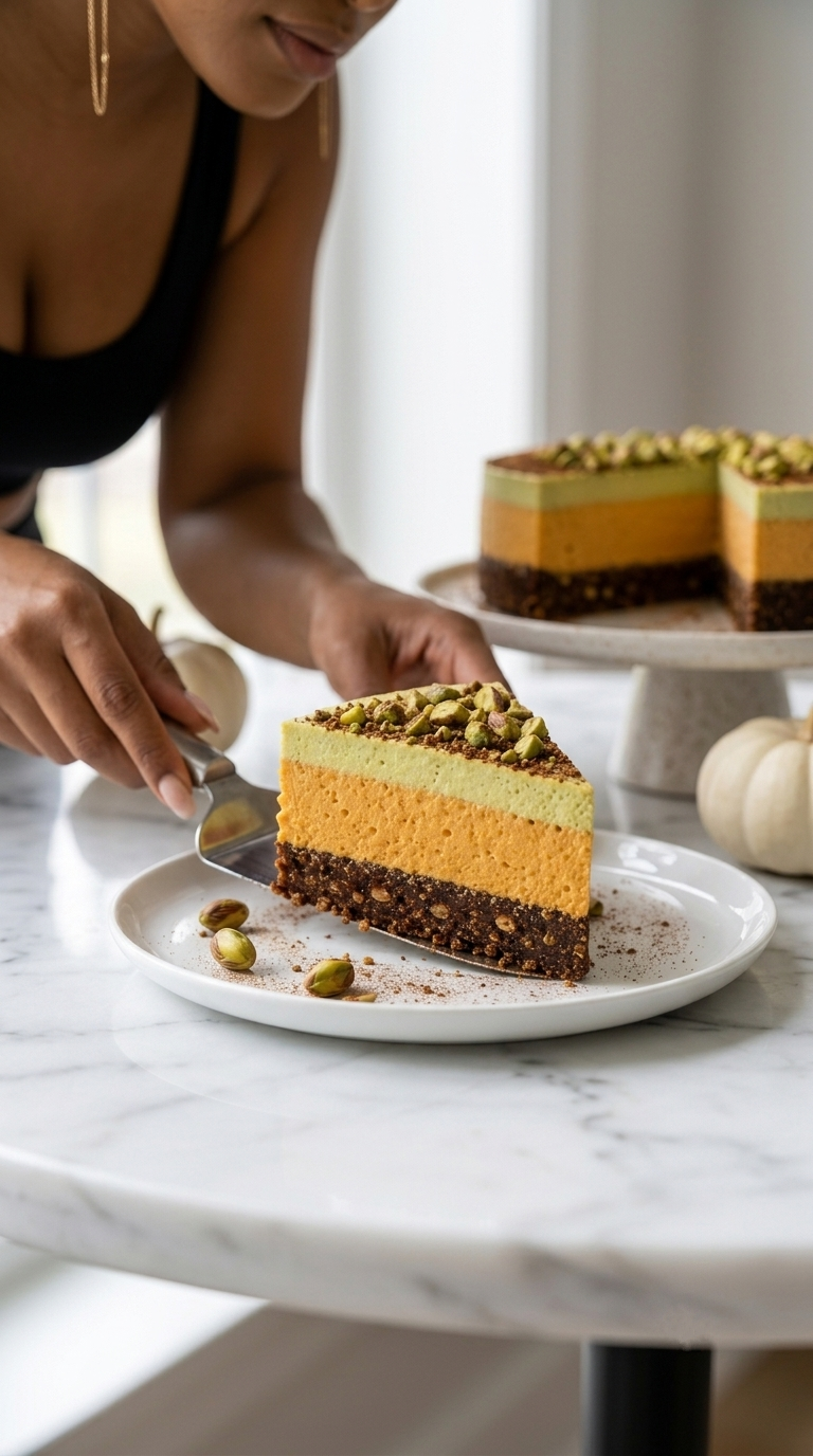 Vegan Pumpkin Spice Pistachio Tiramisu Recipe Card