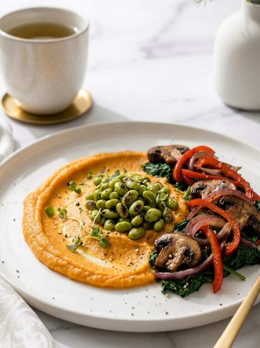 Creamy White Bean Breakfast Bowl Recipe Card | High-Protein Vegan Breakfast Everyday Wellness
