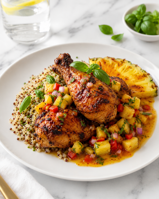 Healthy High-Protein Dinner Pineapple Spiced Chicken Recipe Card Everyday Wellness