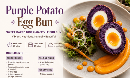 Purple Potato Egg Bun Healthy Breakfast, Snack & Lunch Recipe Card