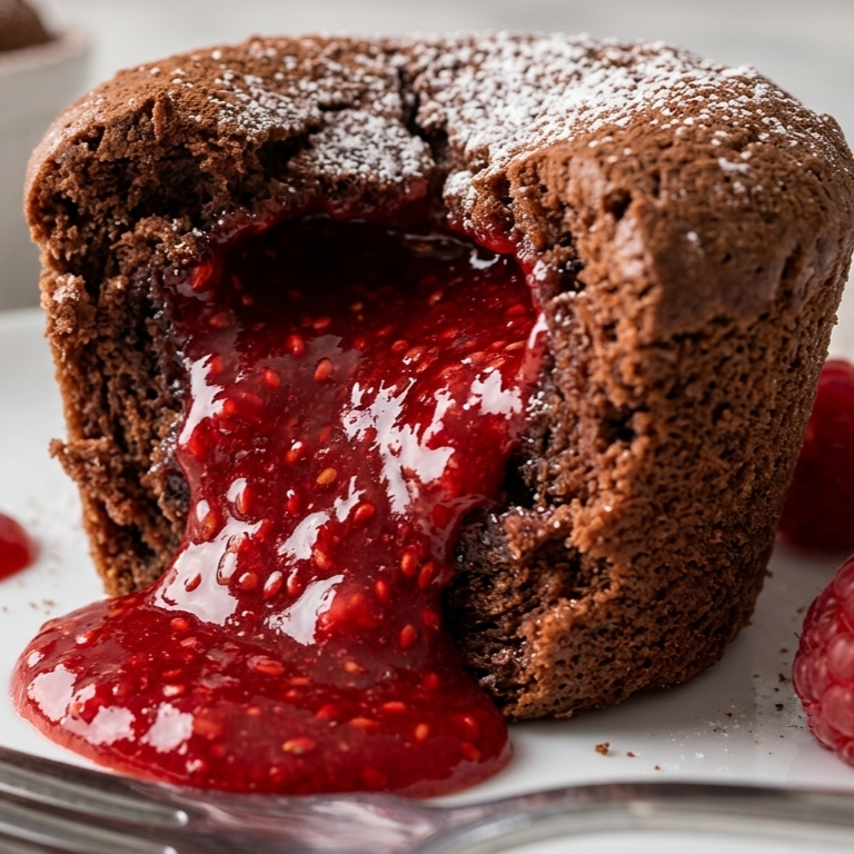 Dark Chocolate Raspberry Lava Cake Recipe, Gluten & Sugar-Free Dessert