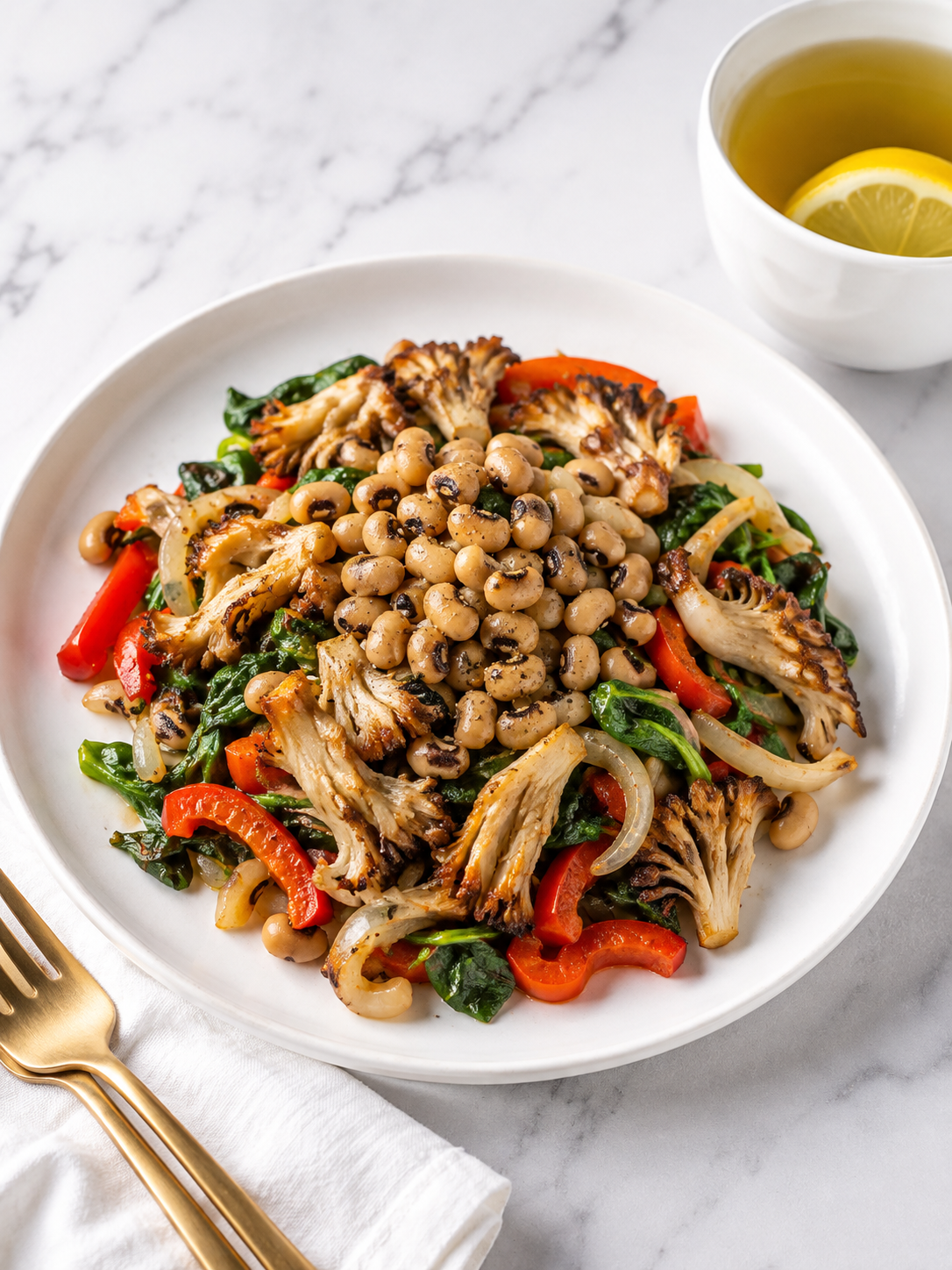Savory Black-Eyed Pea & Spinach Breakfast Skillet Recipe Card Everyday Wellness