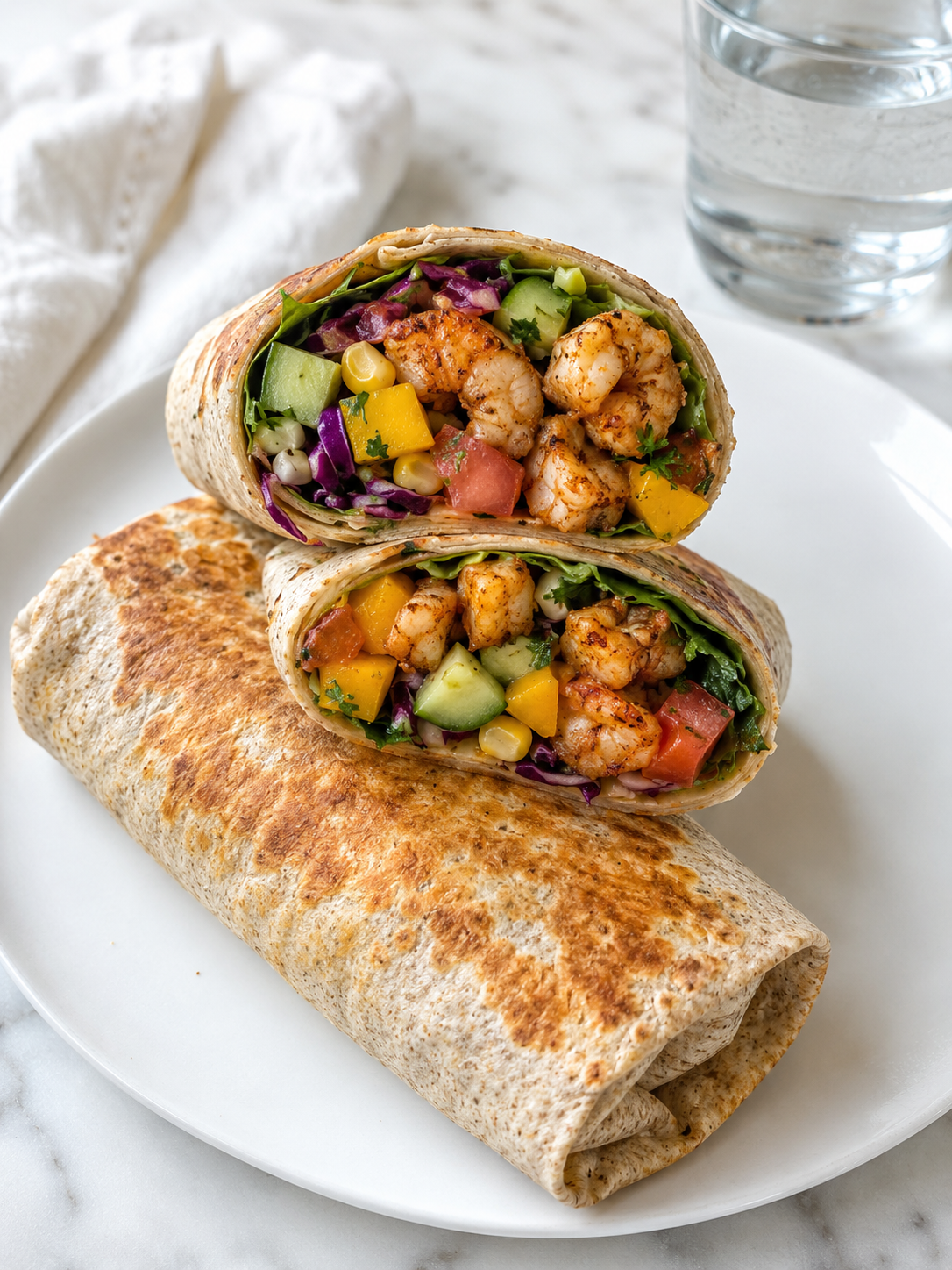 Grilled Shrimp Mango Crunch Wrap Recipe Card Everyday Wellness