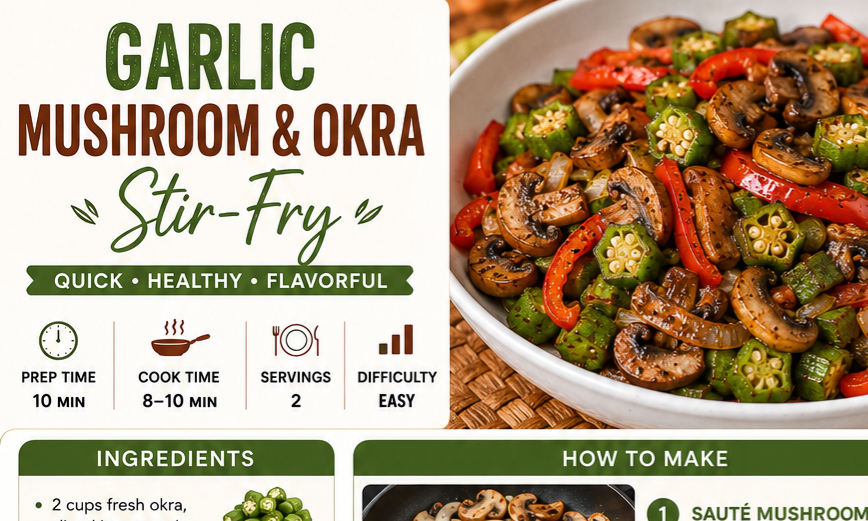 Mushroom & Okra Stir-Fry Keto-Friendly Low-Carb Dinner Recipe