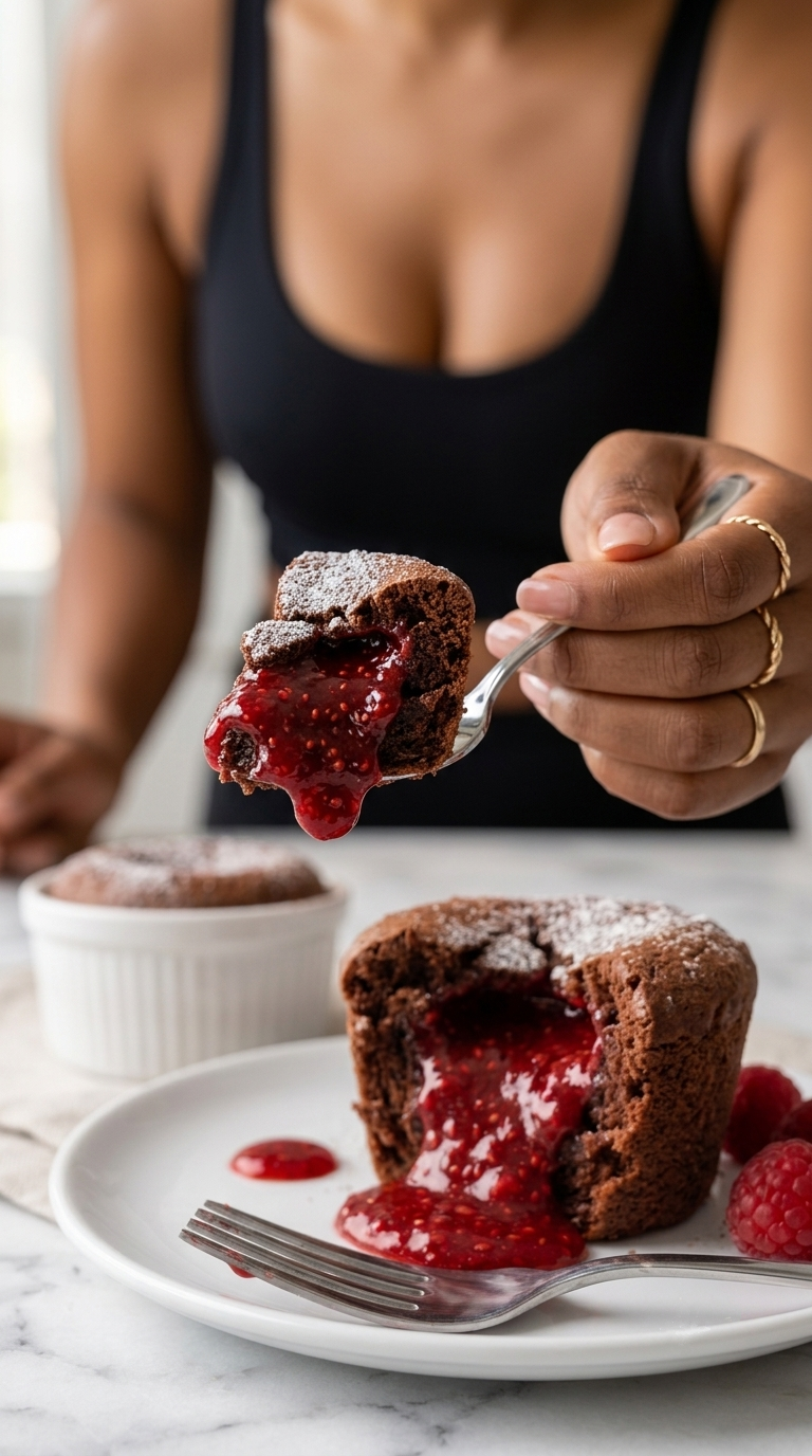 Dark Chocolate Raspberry Lava Cake Recipe, Gluten & Sugar-Free Dessert