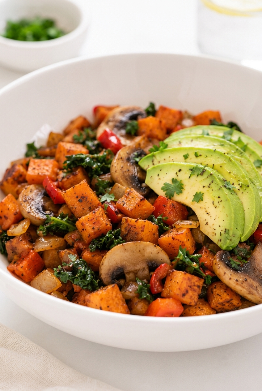 Healthy Mediterranean Sweet Potato Hash Breakfast Recipe