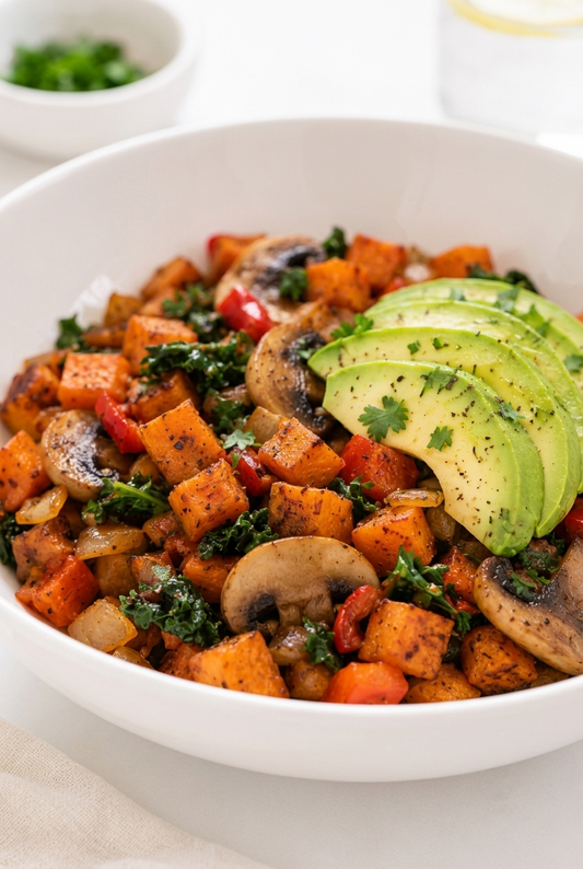 Healthy Mediterranean Sweet Potato Hash Breakfast Recipe