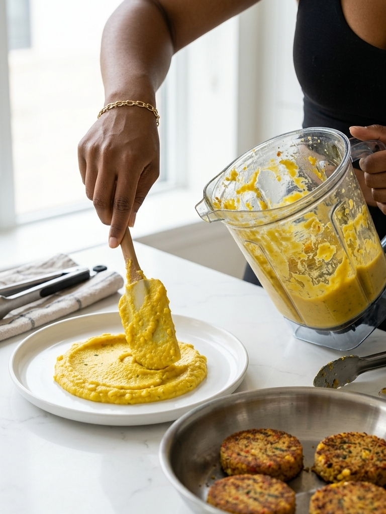 Golden Quinoa Mango Patties with Turmeric Cauliflower Mash | High-Protein Vegan Dinner, Gluten-Free & Anti-Inflammatory Recipe