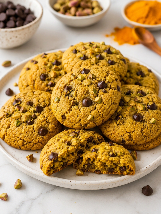 Healthy Golden Turmeric Chocolate Anti-Inflammatory Cookies Recipe Card