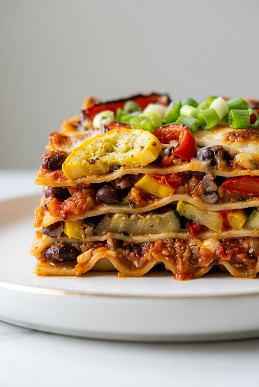 Healthy Vegan Vegetable Lasagna Family Dinner Recipe Card