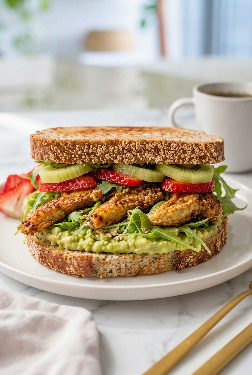 Crispy Oyster Mushroom Breakfast Sandwich Recipe Card Everyday Wellness