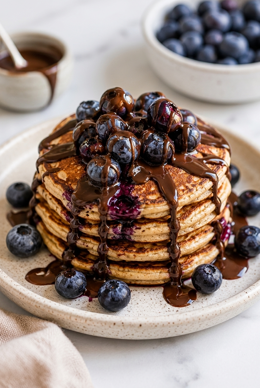 Cinnamon Blueberry Protein Vegan Pancakes