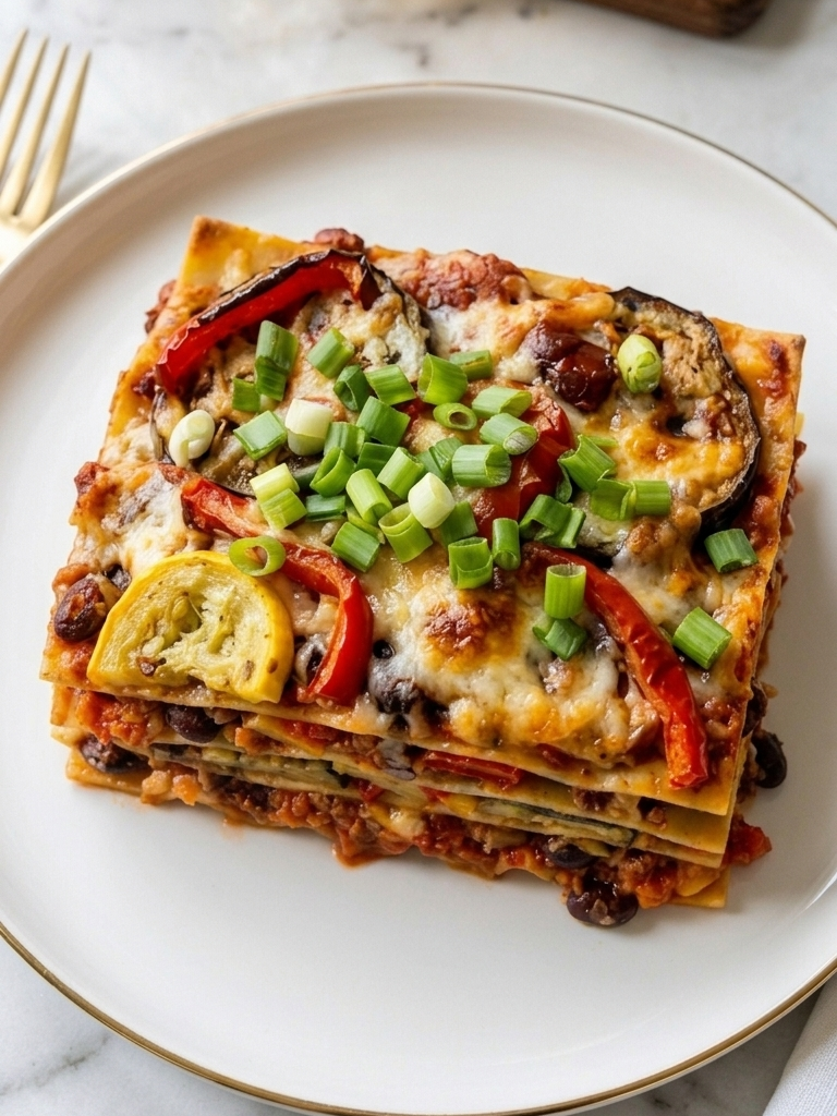 Healthy Vegan Vegetable Lasagna Family Dinner Recipe Card