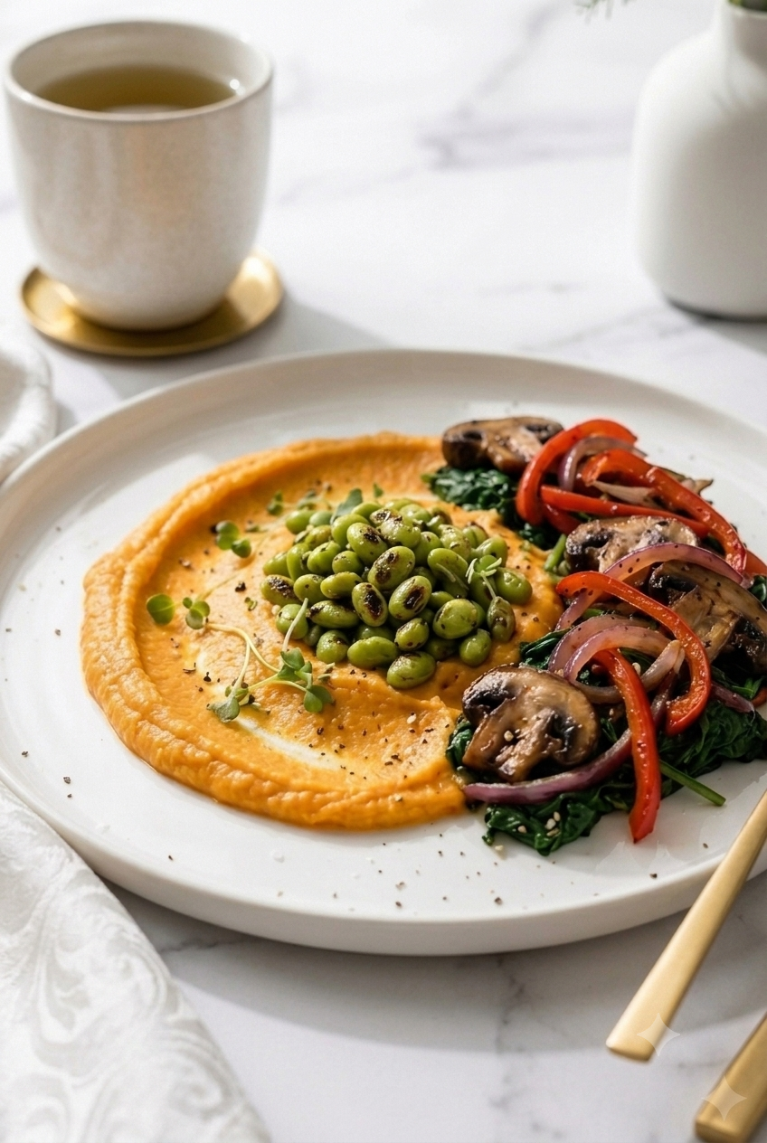 Creamy White Bean Breakfast Bowl Recipe Card | High-Protein Vegan Breakfast Everyday Wellness
